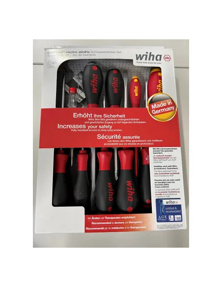 Ensemble de Tournevis Wiha - 10 Pièces - Poignée SoftFinish - Plat et Phillips